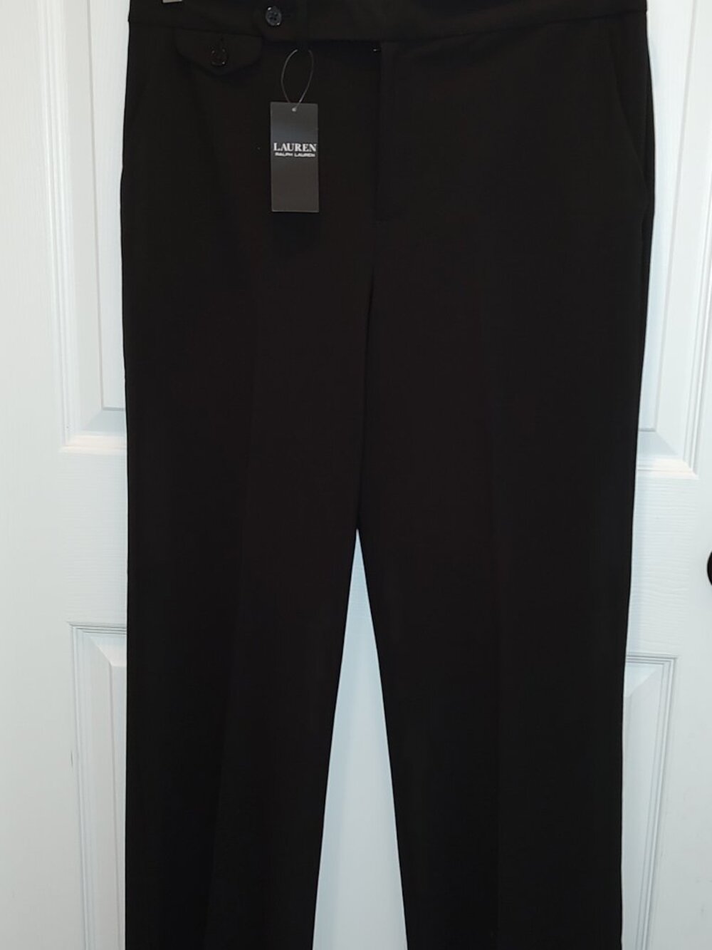 RALPH LAUREN WOOL TROUSERS CAREER BLACK BOOT CUT UNHEMMED INSEAM 37 BLACK SZ 10
